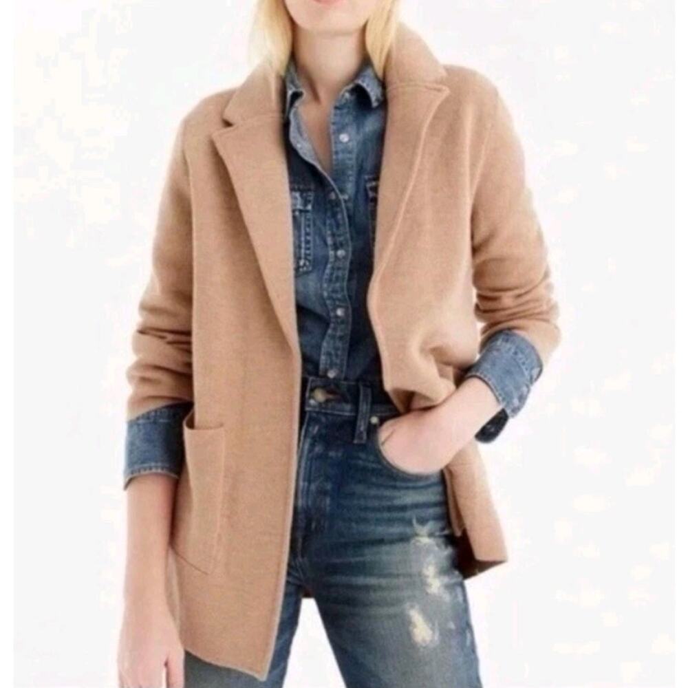 J Crew Sophie Merino Wool Open Front Sweater Blazer Cardigan XS Shacket Classic